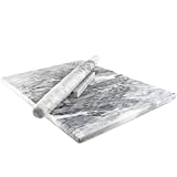 Marble Pastry Cutting Board 16” x 12” inches and 16” inch Marble French Rolling Pin with stand Combo - Nonslip Feet for Stability - Essential Kitchen Utensil tools gift ideas for bakers