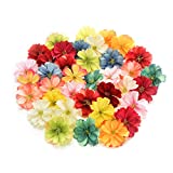 Fake flower heads in bulk wholesale for Crafts Artificial Silk Flowers Head Peony Daisy Decor DIY Flower Decoration for Home Wedding Party Car Corsage Decoration Fake Flowers 50PCS 4cm (Colorful)